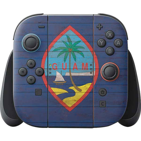 Guam Flag Dark Wood Nintendo Skins